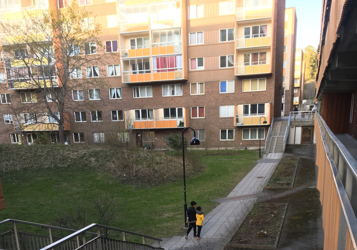 Brödraskap. Två bröder går hem en vårkväll.