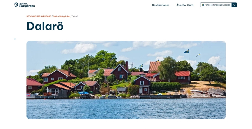 En skärmdump från sidan Upptäck Skärgården.