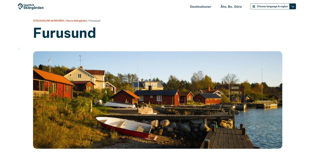En skärmdump från sidan Upptäck Skärgården.