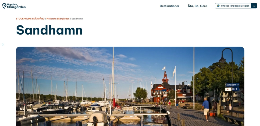 En skärmdump från sidan Upptäck Skärgården.