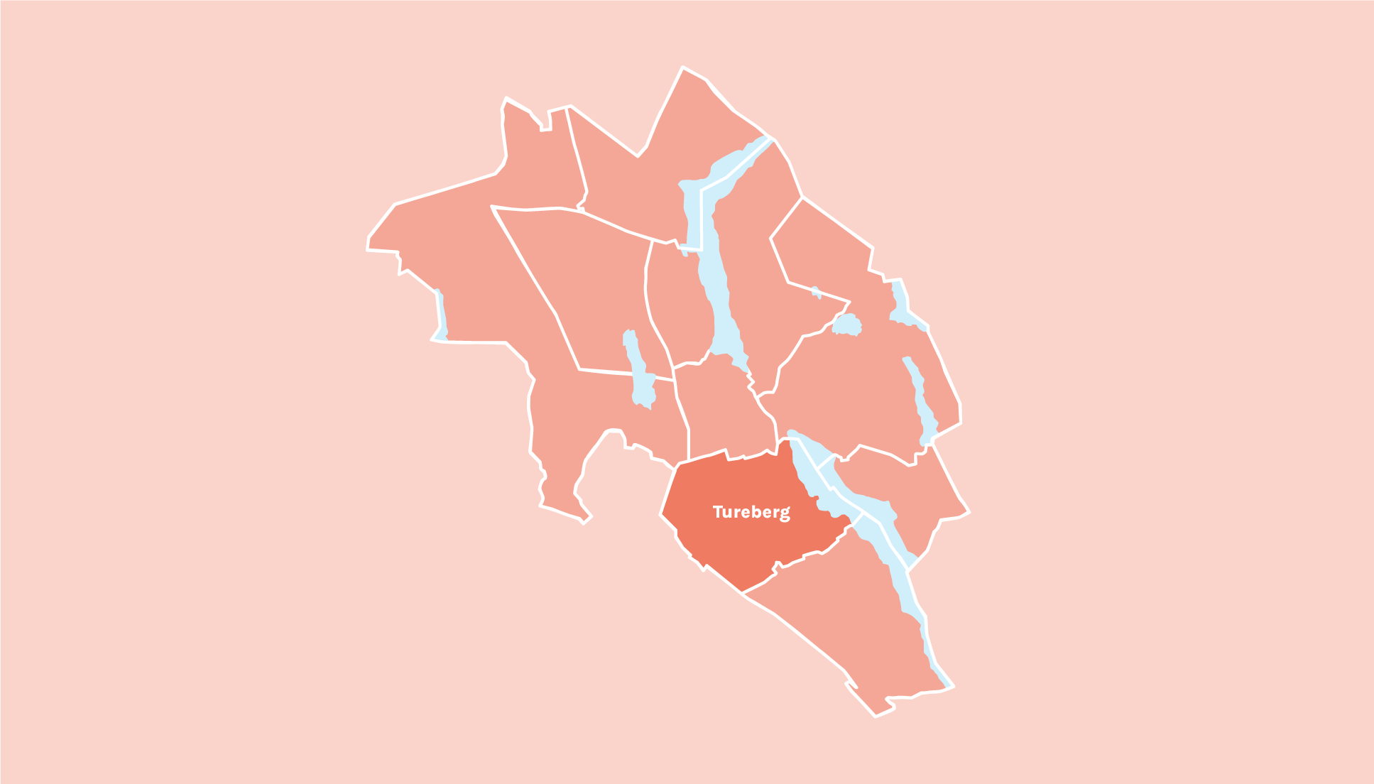 Karta över Sollentuna med kommundelen Tureberg markerad